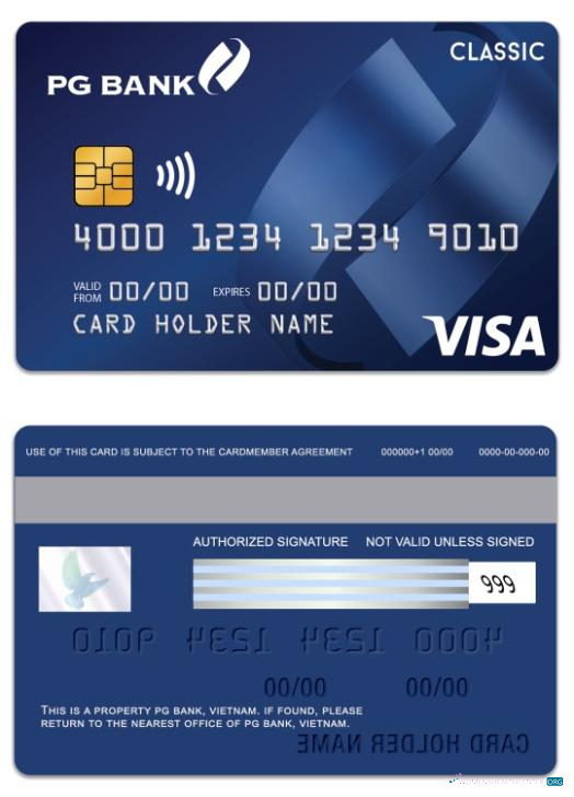 Download Vietnam PG Bank visa classic card Photoshop template